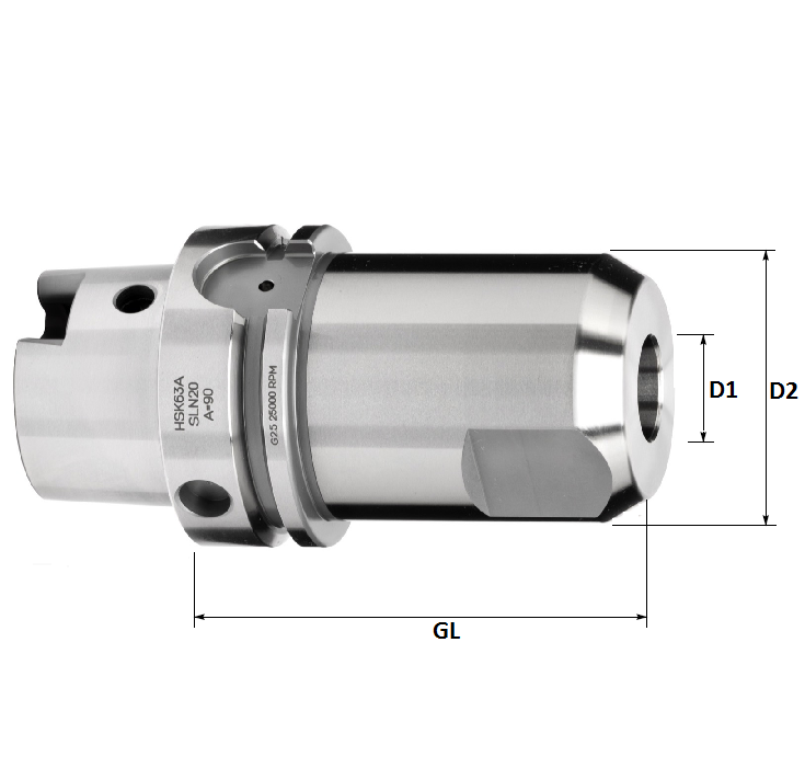 HSK63A 16mm End Mill/Weldon Holder, 100mm GL, (High Accuracy)